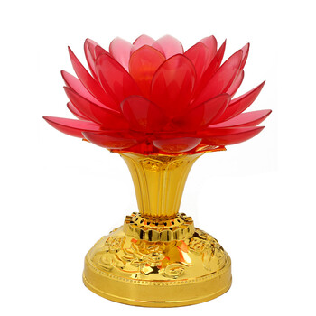 广缘德省电插电七彩莲花灯佛灯长明灯供灯念佛机音质清晰 红色款(红色