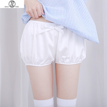 安裤lolita南瓜裤夏宽松打底裤缎面短裤少女防走光灯笼裤 白色 均码