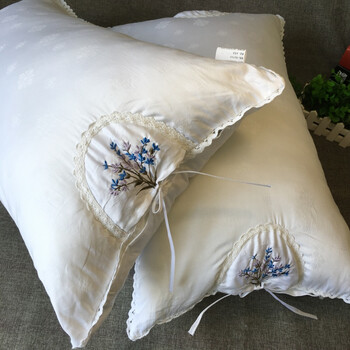 床上用品 花草枕 臻博洋丝 臻博洋丝家纺品牌绣花枕头枕芯护颈枕颈椎