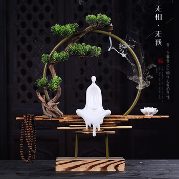 新中式禅意玄关家居摆件软装饰品办公室桌客厅陶瓷工艺品创意摆设 无