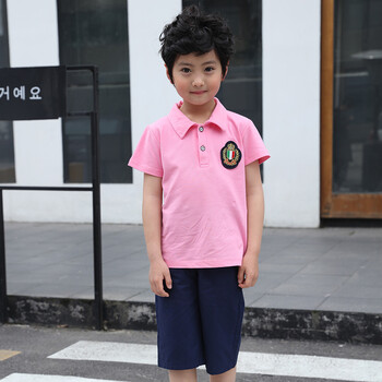 shenxin幼儿园园服夏装小学生校服套装英伦学院风一 男粉色 100cm