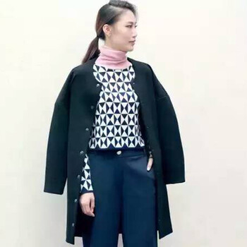 职业阿玛施特价女装专柜正品2015秋冬季新款女风衣5001-400520-3018522 黑色 S(2码)