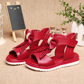 女儿童凉鞋 休闲罗马露趾韩版公主鞋中大童学生鞋2018夏季新款 红色