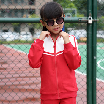 儿童校服套装秋季小学生中国幼儿园班服时尚校服支持定制团购 红色女