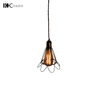 KC灯具 loft工业复古小铁架 吊灯三头灯罩美式酒吧 吧台咖啡厅 装饰灯 含烟火灯泡