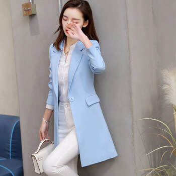 小西装女外套韩版春2018春秋新款修身女士春装休闲大码小西服 天蓝色