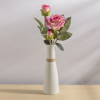 fghgf 小花瓶小清新文艺陶瓷摆件麻绳日式简约干花精致餐桌饰品白色花