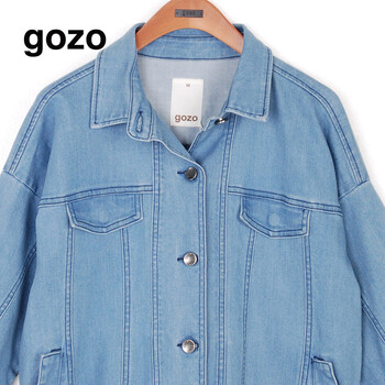 gozo 2015秋季新品 落肩廓形 复古百搭 水洗牛仔外套 女GC5A810200 浅蓝色 S