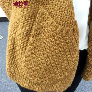 迪拉娜针织衫女2015秋装新款开衫宽松休闲毛衣外套 驼色 均码