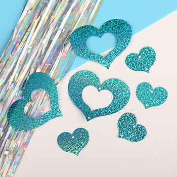 珠光气球婚礼儿童生日派对布置创意求婚套餐 雨丝吊坠1包【蓝色心形】