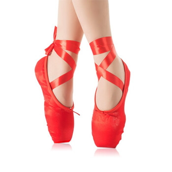 儿童芭蕾舞蹈鞋硅胶绑带足尖鞋女练功鞋女童初学者平底跳舞鞋 红色