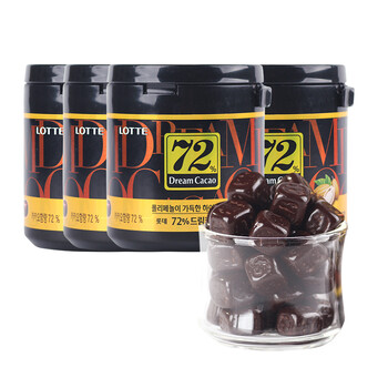 乐天72 56 高纯度黑巧克力豆86g 4罐韩国进口牛奶加纳巧克力72 黑巧克力 高度苦 86g 4罐 图片价格品牌报价 京东