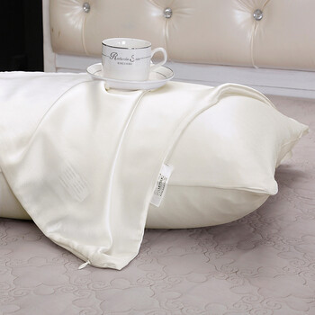 枕套拉链开口19姆米桑蚕丝丝绸枕头套单只春 象牙白 50cmx75cm