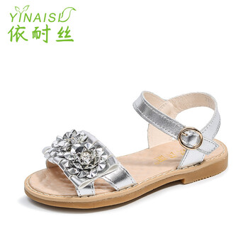依耐丝童鞋女童凉鞋2018夏季新款韩版中大童时尚水钻公主鞋学生平底潮