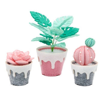迪鸥多肉植物组合盆栽花盆桌面摆件装饰品不织diy手工制作布艺材料包节日礼物ins小盆栽组合5 一套含3个 图片价格品牌报价 京东