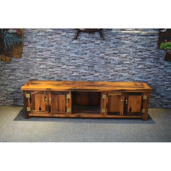 电视柜客厅全实木电视柜矮柜原木简约中式储物柜落地柜 老船木电视柜