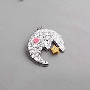 宝宝发夹彩虹太阳笑脸云朵发夹夹子头饰 661#月亮一个