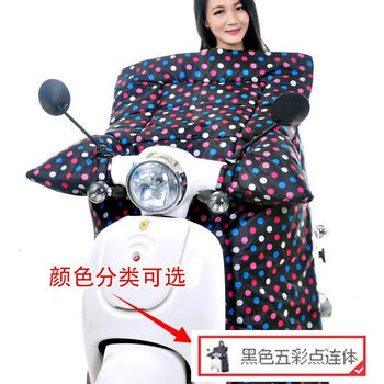 电动车挡风被冬季 摩托车电瓶车保暖骑车护膝绒 加大加厚防水把套 紫米鼠可拆卸护腰套装