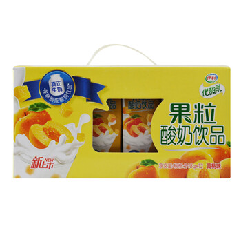 伊利1月下旬产 优酸乳果粒酸奶饮品黄桃味245g*12_现价-1元