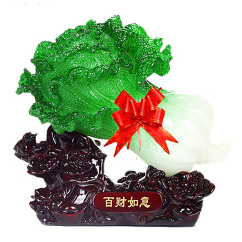
                                        雅约 雅约家饰 大号玉白菜摆件百财如意貔貅客厅工艺品摆设家居装饰品 公司开业礼品店铺开张 中号                