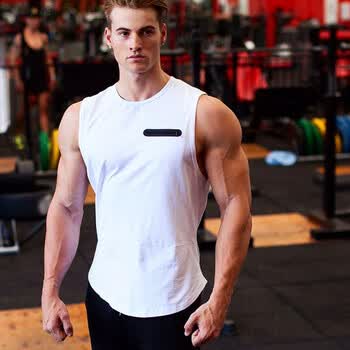 肌肉健身狗兄弟运动背心男夏天物无袖透气宽松圆领户外训练跑步 白色