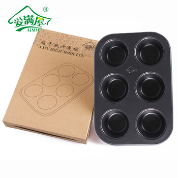 
                                        爱满屋烘焙工具  圆形高平底六连不沾蛋糕模 马芬蛋糕模具 六连烤盘 布丁盘                