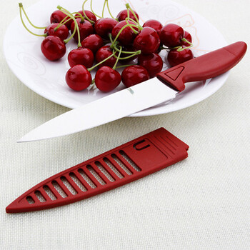 削皮水果刀 带鞘水果刀削皮刀 大号红色带套水果刀