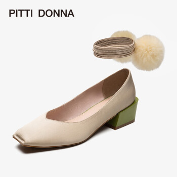 PITTI DONNA 款女鞋脚环绑带粗跟中跟单鞋PD 9M49701 米色 BEF 36