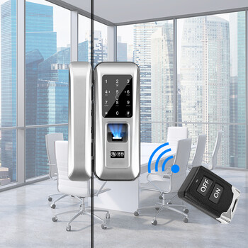 办公室玻璃门密码锁app智能门禁遥控电子锁家用防盗门指纹锁 时尚银