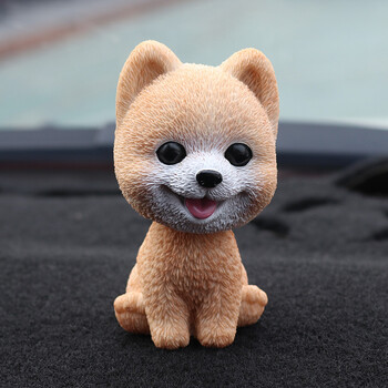 可爱摇头狗狗卡通公仔萌宠车载创意玩偶摆饰车内装饰品 博美-圆形防滑