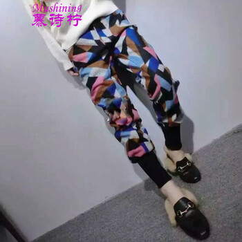 慕诗柠2015秋季新款迷彩毛呢休闲女裤女 花色 S