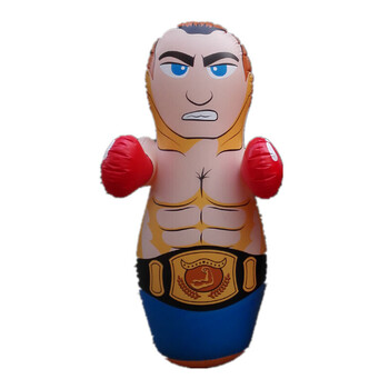 儿童充气拳击柱不倒翁充气沙袋沙包泄愤玩具不倒翁玩具 肌肉男蓝配小