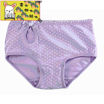 兔儿童纯棉女童内裤小女孩子三角裤中大童胖宝宝内裤柔软舒适 紫色 m