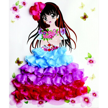 儿童手工制作diy花朵画材料包 花瓣粘贴布艺贴钻相框画幼儿园礼物 h10