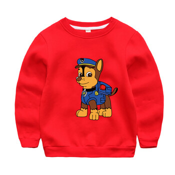 新款童装春款汪汪队立大功中大童男童上衣女童卫衣套头衫子装 红色