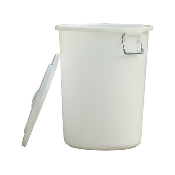 圆形带盖小区户外酒店厨房食品桶垃圾桶工业大桶物业水桶 白色b桶100l