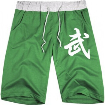 裤中老年人青年休闲裤武术裤武术协会标练功裤中国风纯棉短裤 墨绿色