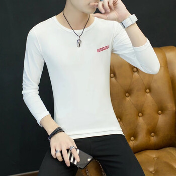 英伦班纳(enlen&benna)男装秋季男士长袖t恤男式长袖刺绣t恤 韩版修身