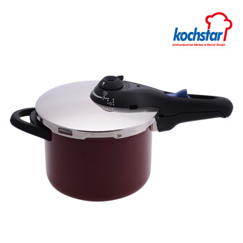 Kochstar考斯达 德国进口珐琅搪瓷压力指示器高压锅 6L 22cm 酒红色