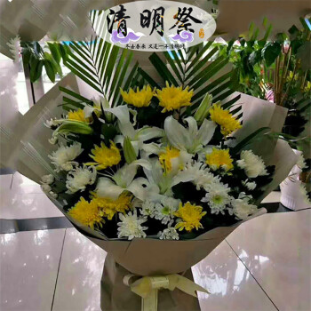 喪葬鮮花 清明節祭祀掃墓追悼鮮花 19枝白菊花19朵黃白菊花哀悼亡靈