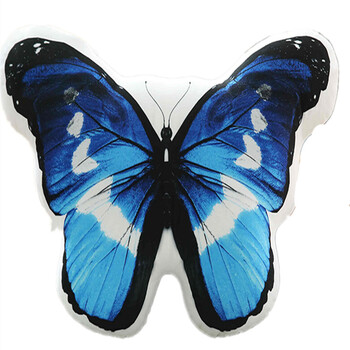 仿真蝴蝶抱枕北欧ins靠垫腰靠卧室客厅沙发儿童床头靠枕毛绒玩具 蓝色