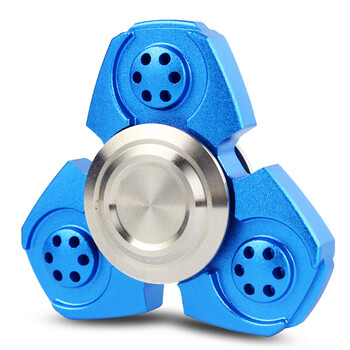 户外金属手指陀螺指间螺旋手转陀螺成人减压玩具铜 浅蓝色