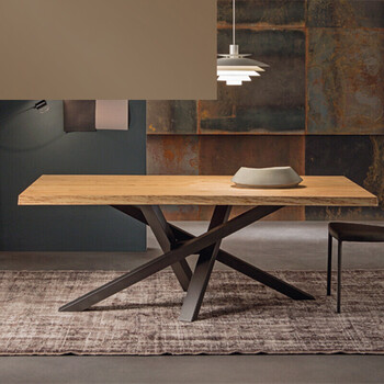 北欧美式餐桌复古工业风工作台会议台写字桌金属实木餐桌 160*70*75