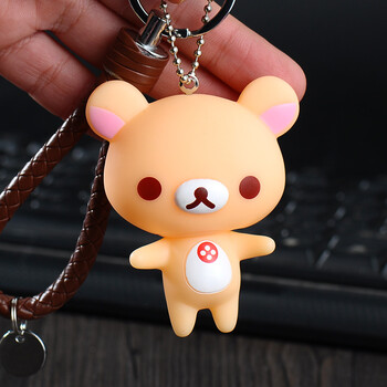创意轻松熊定制刻字钥匙扣汽车挂件钥匙圈送男女生日情人可爱礼物 玫