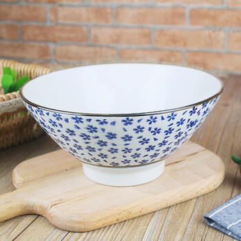 日式7.5英寸斗笠碗面碗 大碗菜碗 汤碗手绘餐具 牛肉面碗 陶瓷碗 樱花