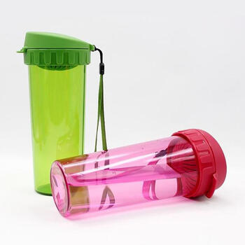 特百惠Tupperware正品茶韵随心杯500ml塑料带盖带茶隔运动水杯子学生水杯儿童水杯 蓝色+新粉色