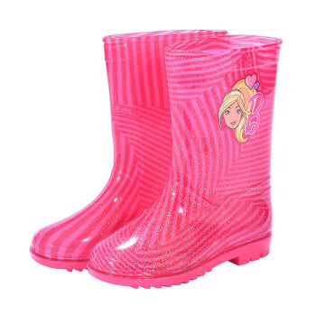 芭比（Barbie）儿童雨鞋女童卡通防滑雨靴小孩胶鞋水鞋 BX-005粉红色 29码