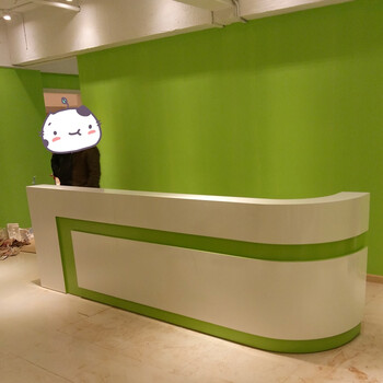 武汉市培训学校烤漆前台幼儿园早教中心接待吧台定制时尚烤漆前台