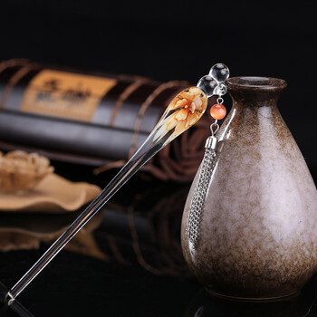 复古宫廷饰品玻璃古典步摇流苏发簪古风发钗盘发头饰古装簪子 梦里花