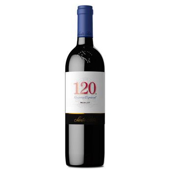圣丽塔 120系列美乐干红葡萄酒 750ml 单瓶装 智利进口红酒